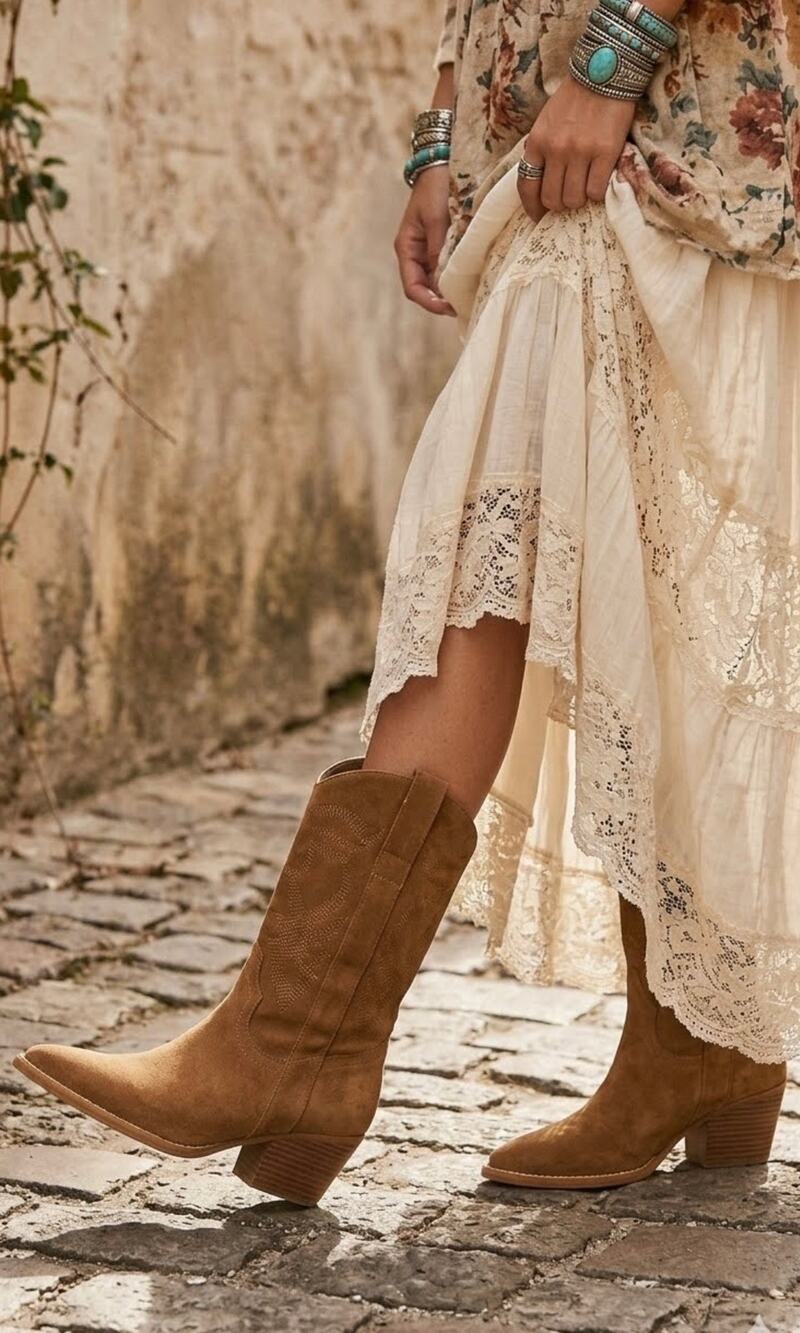 Oasis Society Sephira Camel Country Western Detailed Boots 8.5 NEW in Box